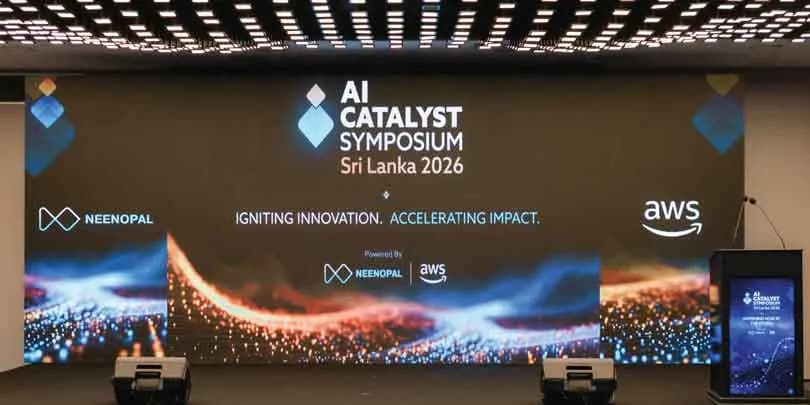 The AI Catalyst Symposium stage, powered by NeenOpal and AWS